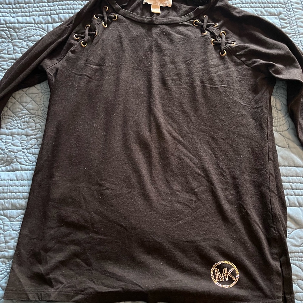Black Long Sleeve Top with MK Logo
